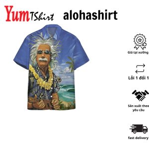 3D Albert Einstein Chilling On The Beach Custom Hawaii Shirt Aloha Shirt For Summer