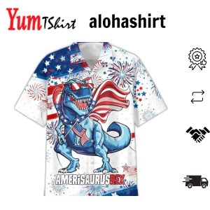 3D All Over Printed 4Th Of July Hawaiian Shirt Amerisaurusrex Hawaii Beach Shirt Saurus Usa Hawaiian Shirt Hawaiian Shirt For Men