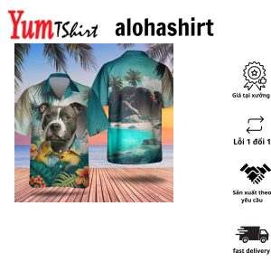 3D All Over Printed Hawaiian Shirt for Dog Lovers American Staffordshire Terrier