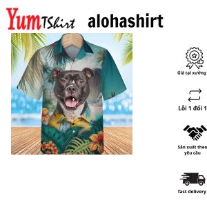 3D All Over Printed Hawaiian Shirt for Men American Staffordshire Terrier