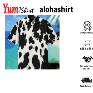3D Cow Design in Tropical Farmer Hawaiian Shirt