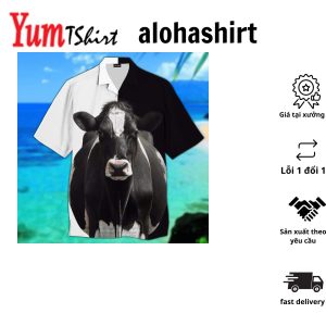 3D Cow Design in Tropical Farmer Hawaiian Shirt