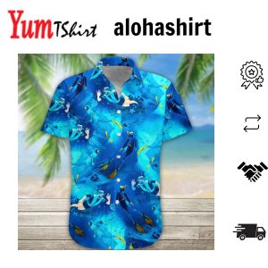 3D Freediving Hawaii Shirt Hawaiian Shirts For Men Print Button Down Shirt