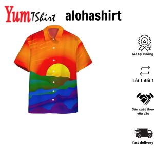 3D Gay Pride Sunrise Custom Hawaii Shirt Aloha Shirt For Summer