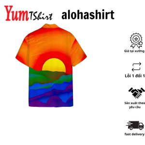 3D Gay Pride Sunrise Custom Hawaii Shirt Aloha Shirt For Summer