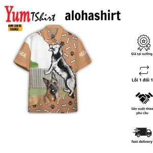 3D German Shepherd Dog Hawaii Custom Text Hawaiian Shirt