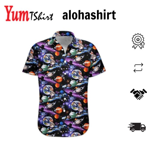 3D Planet Solar System Hawaiian Shirt Hawaiian Shirts For Men Print Button Down Shirt Hawaiian Shirt For Woman