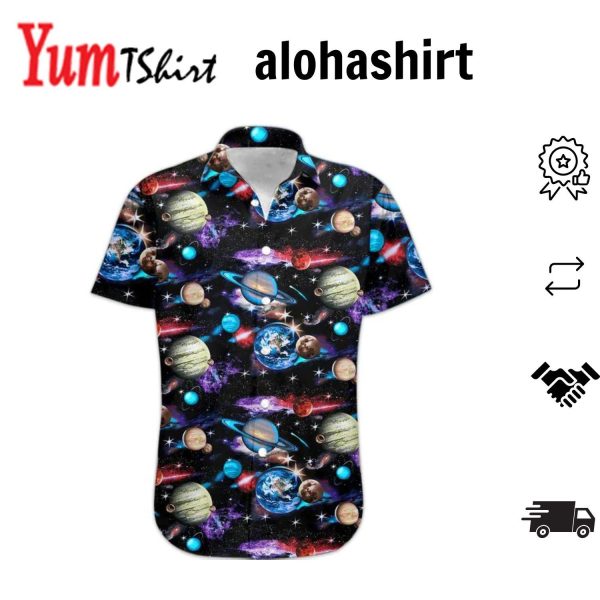 3D Planets Solar System Hawaii Shirt Hawaiian Shirts For Men