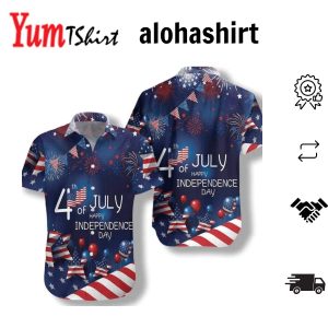 4Th Of July Watercolor Hawaiian Shirt American Flag Fireworks Hawaiian Shirt