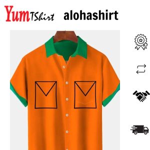 90’s Retro Funny Cartoon Men’s Hawaiian Shirt Art Pocket Men’s Short Sleeve Hawaiian Shirt