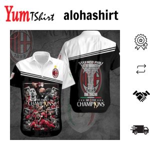 Ac Milan Black White Champions Hawaiian Shirt Aloha Shirt