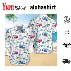 Adorable Hippie Car Beach Design Hawaiian Shirt