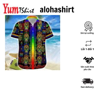 Adventure Aloha Shirt with LGBT Sugar Skull Style