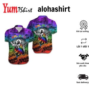 Ah Men Funny Jesus Lgbt Pride Aloha Hawaiian Shirts For Men And Women