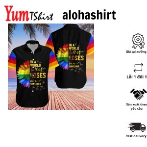 Ally Pride Shirt Colorful Flag Of Lgbt Rose Design Hawaiian Shirt
