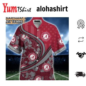 Name Personalized Alabama Crimson Tide Flamingo Parrot Tropical Hawaiian Shirt