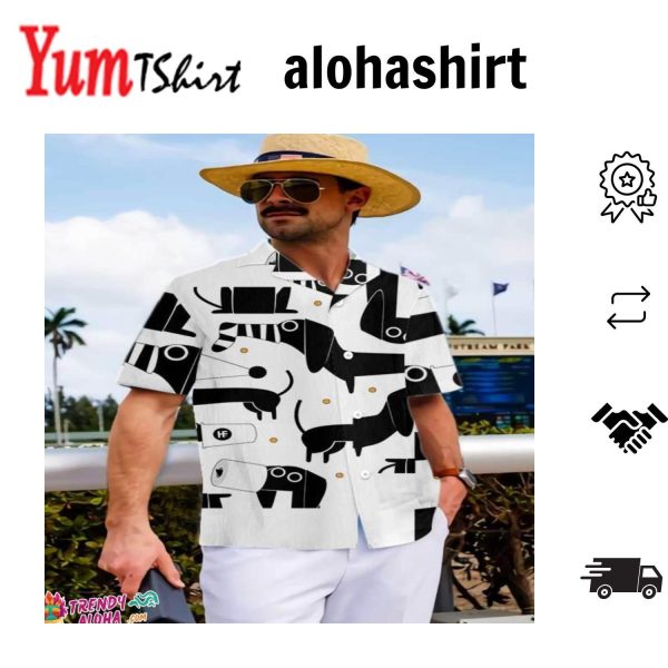 Awesome Cat Black And White Portrait Pattern Hawaiian Shirt