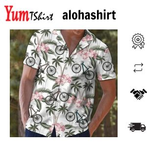 Aloha Pink Flower And Bike Gift For Biking Lovers Hawaiian Shirt Summer Aloha Hawaii Shirt
