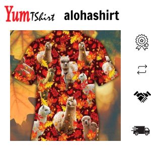 Alpaca Horse Lovers Autumn Red Leaves Hawaiian Shirt For
