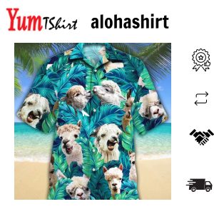 Alpaca Lovers Hawaiian Shirt Tropical Alpaca Men Hawaiian Shirts – Casual Button Down Short Sleeve Shirt