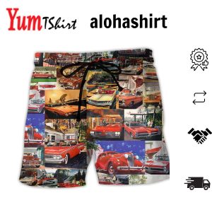 Amazing Vintage Car In My Life Colorful Aloha Hawaiian Beach Shorts