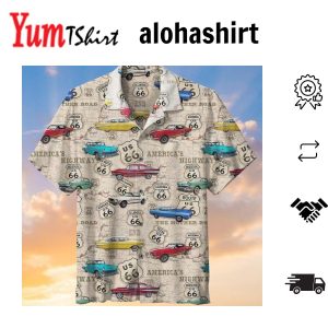 Amazing Vintage Muscle Car On Route Hawaiian Shirt Aloha Shirt Casual Shirts Shirt For Men Short Sleeves Shirt Beach Shirt