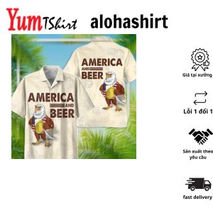 America Eagle Beer Hawaiian Shirt Summer Short Sleeve Button Hawaiian Shirt