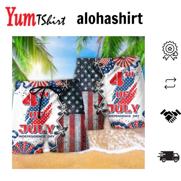 America Independence Day 4Th Of July Aloha Hawaiian Beach Shorts