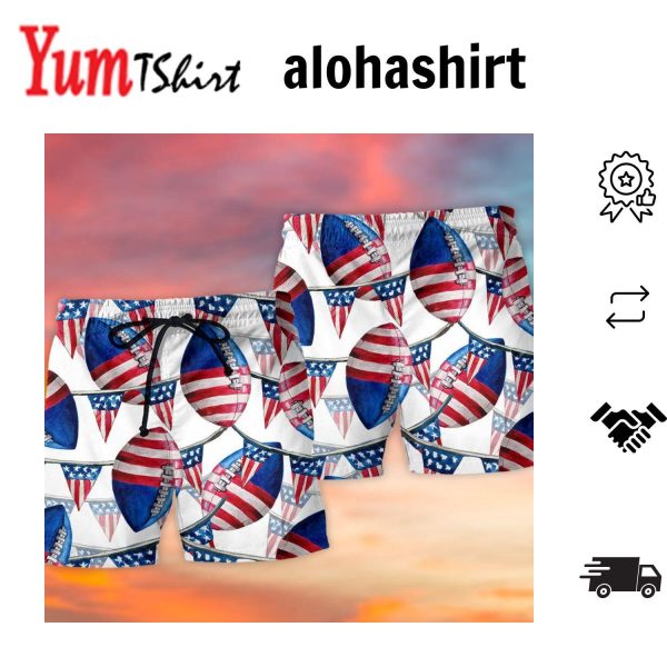 America Independence Day Basic Style Aloha Hawaiian Beach Shorts