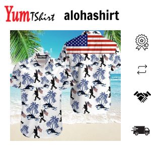 Artistic Bigfoot Surfing On The BeacSummer Tropical Unisex Hawaiian Shirts