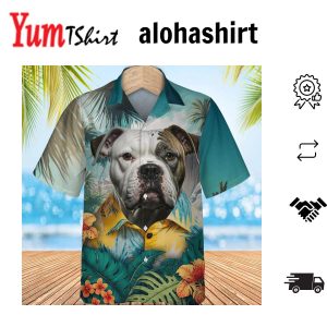 American Bulldog 3D All Over Printed Hawaiian Shirt Dog Hawaiian Shirt Men’s Hawaii Shirt Summer Gifts For Dog Lover