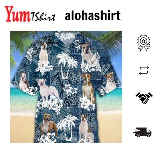 American Bulldog Hawaiian Shirt Dog Hawaiian Shirt Men Short Sleeve Hawaiian Aloha Shirt