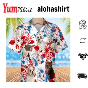 American Bulldog Hawaiian Shirt Tropical Shirts Gift For Him Funny Hawaiian Shirts