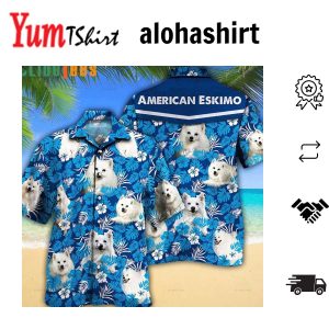 American Eskimo Dog Lovers Blue Floral Hawaiian Shirt Dog Hawaiian Shirt Perfect Gifts For Your Loved Ones
