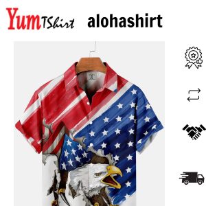 American Flag and Cat Combo in Hawaiian Shirt