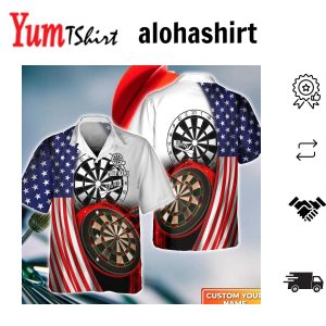 American Flag Dartboart Personalized Name 3D Hawaiian Shirt For Darts Player