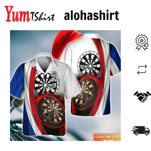 American Flag Dartboart Personalized Name 3D Hawaiian Shirt For Darts Player