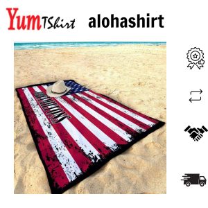 American Flag Design Personalized Beach Towels Family Cruise Essential