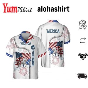 American Horse 4Th Of July Shirt Personalized Name 3D Hawaiian Shirt