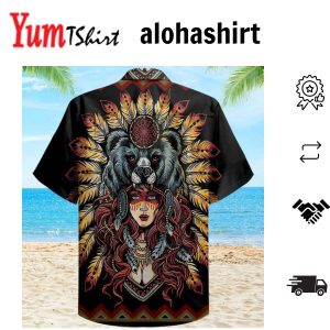 American Native Bear Black Yellow Hawaiian Shirt 3D Summer Gifts