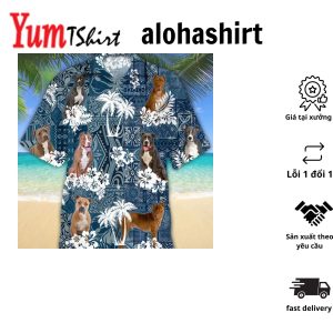 American St Dog Embracing Summer Leaves Hawaiian Shirt