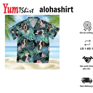 American St Hawaiian Shirt Dog Summer Leaves Hawaiian Shirt Unisex Print Aloha Short Sleeve Casual Shirt Summer Gifts