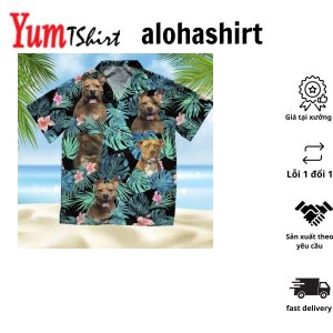 American St Hawaiian Shirt Dog Summer Leaves Hawaiian Shirt Unisex Print Aloha Short Sleeve Casual Shirt Summer Gifts