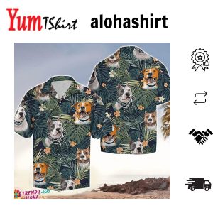 American Staffordshire Terrier Tropical Plants Hawaiian Aloha Beach Shirt