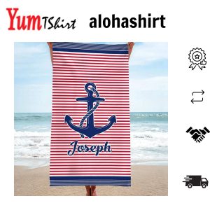 Anchor Themed Personalized Beach Towels Ideal Women Kids Summer Days