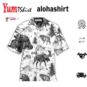Animals Wild Black And White Hawaiian Shirt