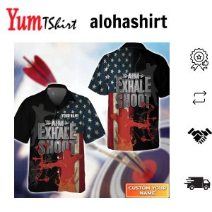 Archery Aim Exhale Shoot Personalized Name 3D Hawaiian Shirt Gift For Archer Sport Lovers Gift For Archer