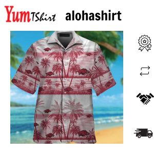 Arkansas Razorbacks Button Up Shirt Hawaiian Short Sleeve Tropical Design