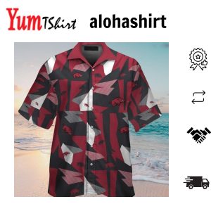 Arkansas Razorbacks Hawaiian Design Tropical Short Sleeve Button Up Elegance
