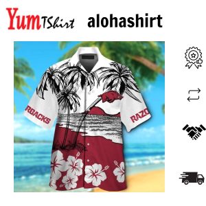 Arkansas Razorbacks Hawaiian Elegance Short Sleeve Tropical Button Up Shirt